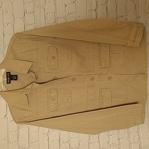 Tan Corduroy Size Medium Button Front Field Jacket Coat Safari Travel Trendy